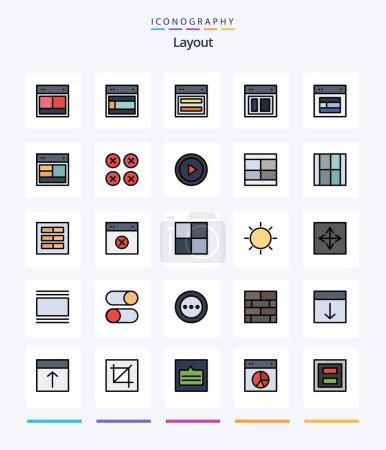 Téléchargez les illustrations : Creative Layout 25 Line FIlled icon pack  Such As layout. design. ui. layout. draw - en licence libre de droit