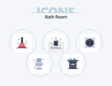 Téléchargez les illustrations : Bath Room Flat Icon Pack 5 Icon Design. . . bathroom. bathroom. fan - en licence libre de droit