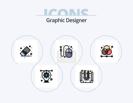 Ilustración de Diseño gráfico de la línea de diseño rellenado Icon Pack 5 Icon Design. diseño. gráfico. diseño. Diseñador. creativo - Imagen libre de derechos