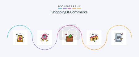 Illustration for Shopping And Commerce Line Filled Flat 5 Icon Pack Including favorite document. sale label. offer. sale board. purse - Royalty Free Image