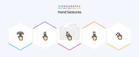 Illustration for Hand Gestures 25 FilledLine icon pack including gestures. ups. finger. gesture. down - Royalty Free Image