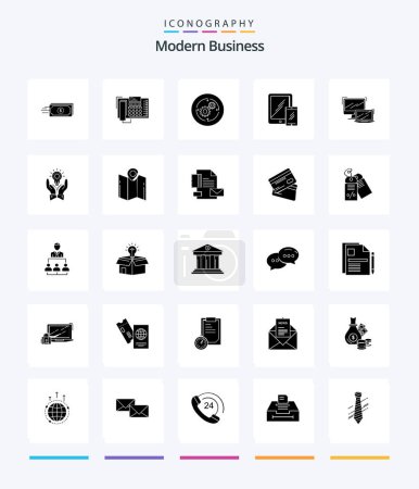 Illustration for Creative Modern Business 25 Glyph Solid Black icon pack  Such As mobile. smartphone. call. structure. company - Royalty Free Image