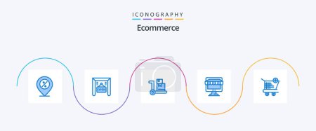 Illustration for Ecommerce Blue 5 Icon Pack Including ecommerce. online. cart. store. shop - Royalty Free Image