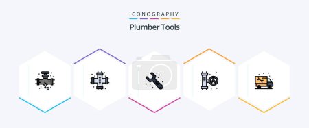Illustration for Plumber 25 FilledLine icon pack including car. plumbing. system. plumber. wrench - Royalty Free Image