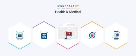 Ilustración de Health And Medical 25 Flat icon pack including question. medical. machine. healthy. apple - Imagen libre de derechos