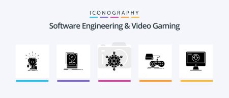 Ilustración de Software Engineering And Video Gaming Glyph 5 Icon Pack Including gaming. console. save. playing. game. Creative Icons Design - Imagen libre de derechos