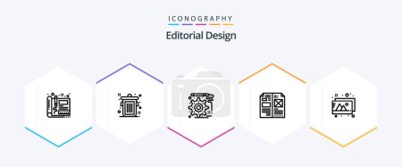 Ilustración de Diseño editorial Paquete de iconos de 25 líneas que incluye imágenes. medios de comunicación. diseño. disposición. diseño - Imagen libre de derechos