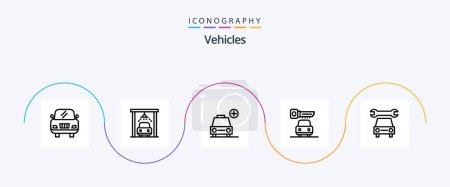Ilustración de Vehicles Line 5 Icon Pack Including . vehicles. service. car - Imagen libre de derechos