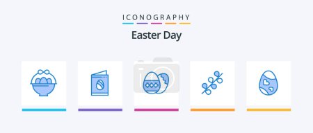 Téléchargez les illustrations : Easter Blue 5 Icon Pack Including easter. bird. egg. spring. easter. Creative Icons Design - en licence libre de droit