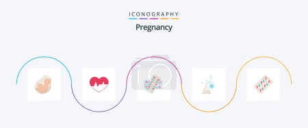 Illustration for Pregnancy Flat 5 Icon Pack Including . tablet. heartbeat. drugs. medicine - Royalty Free Image