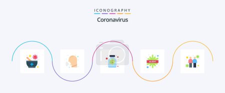 Ilustración de Coronavirus Flat 5 Icon Pack Incluyendo virus. bacterias. fiebre. advertencia. frasco - Imagen libre de derechos