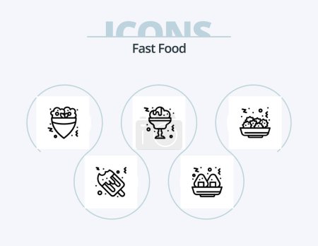 Téléchargez les illustrations : Ligne de restauration rapide Icône Pack 5 Icône Design. . la nourriture. Vite ! restauration rapide. cône - en licence libre de droit