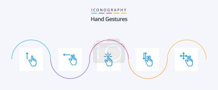 Illustration for Hand Gestures Blue 5 Icon Pack Including up. gestures. click. finger. hand - Royalty Free Image