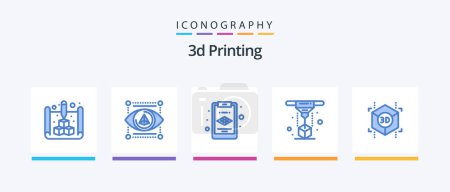 Téléchargez les illustrations : 3d Printing Blue 5 Icon Pack Including 3d. printing. printer. printer. 3d. Creative Icons Design - en licence libre de droit