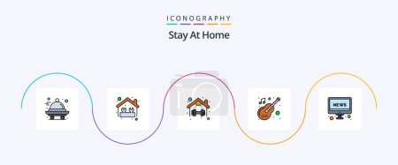 Illustration for Stay At Home Line Filled Flat 5 Icon Pack Including instrument. stay. tools. self. quarantine - Royalty Free Image