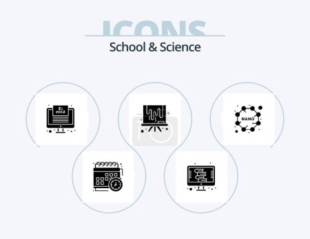 Ilustración de Escuela y ciencia Glyph Icon Pack 5 Diseño de iconos. nano. Dibujo. monitor. Lienzo. tablero de arte - Imagen libre de derechos