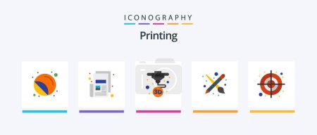 Illustration for Printing Flat 5 Icon Pack Including circular. tool. print. paint. printing. Creative Icons Design - Royalty Free Image