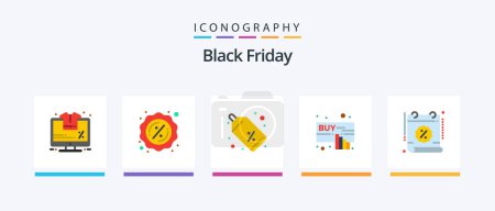 Ilustración de Black Friday Flat 5 Icon Pack Including percent. calendar. shopping. online. click. Creative Icons Design - Imagen libre de derechos