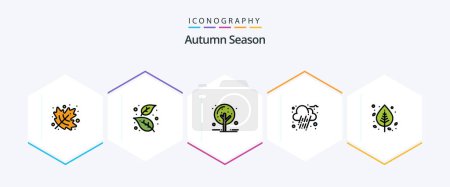 Téléchargez les illustrations : Autumn 25 FilledLine icon pack including leaf. autumn. autumn. rain. autumn - en licence libre de droit