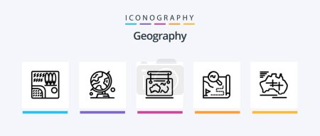 Téléchargez les illustrations : Geo Graphy Line 5 Icon Pack Including united. usa. trip. destination. location. Creative Icons Design - en licence libre de droit