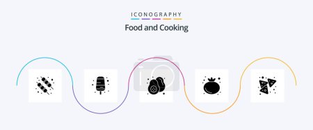 Ilustración de Food Glyph 5 Icon Pack Including . nachos. pear. food. vegetable - Imagen libre de derechos