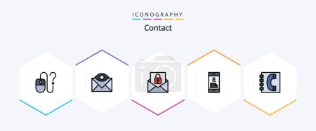 Illustration for Contact 25 FilledLine icon pack including file. contact. email. communication. envelope - Royalty Free Image