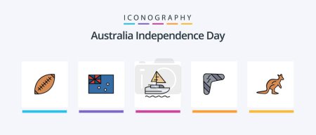 Téléchargez les illustrations : Australia Independence Day Line Filled Pack de 5 icônes incluant le cobra. croissance. australien. plante. Voyage. Icônes créatives Design - en licence libre de droit