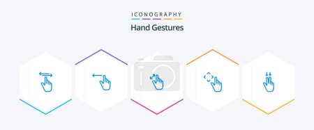 Illustration for Hand Gestures 25 Blue icon pack including move. up. left. finger. magnification - Royalty Free Image