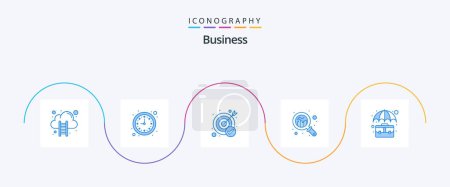 Illustration for Business Blue 5 Icon Pack Including briefcase. graph. achievement. search. analysis - Royalty Free Image
