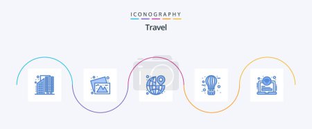 Illustration for Travel Blue 5 Icon Pack Including hot. balloon. images. air. the - Royalty Free Image