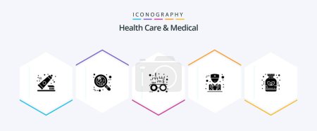 Illustration for Health Care And Medical 25 Glyph icon pack including homeopathy. alternative. red. physician. doctor - Royalty Free Image