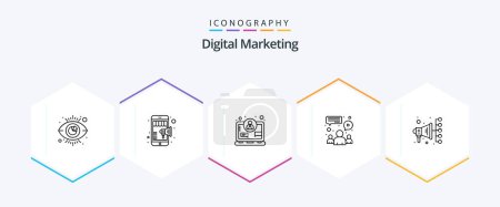 Illustration for Digital Marketing 25 Line icon pack including digital. team. business. meeting. chat - Royalty Free Image