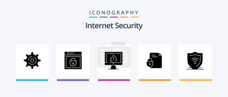 Illustration for Internet Security Glyph 5 Icon Pack Including internet. lock. computer. document. security. Creative Icons Design - Royalty Free Image