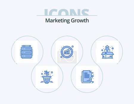 Ilustración de Marketing Growth Blue Icon Pack 5 Icon Design. caja. ventas. Editar. comercialización. gráfico - Imagen libre de derechos