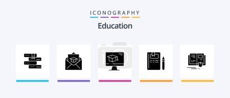 Illustration for Education Glyph 5 Icon Pack Including education. pencil. computer. knowledge. book. Creative Icons Design - Royalty Free Image