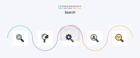 Illustration for Search Line Filled Flat 5 Icon Pack Including research. search. research. people. find - Royalty Free Image