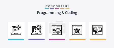 Illustration for Programming And Coding Line 5 Icon Pack Including development. coding. page. development. coding. Creative Icons Design - Royalty Free Image