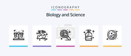 Téléchargez les illustrations : Biology Line 5 Icon Pack Including hand. care. science. science. atom. Creative Icons Design - en licence libre de droit