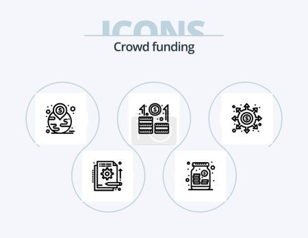 Téléchargez les illustrations : Ligne de financement participatif Icône Pack 5 Icône Design. l'argent. la charité. carrière. l'argent. don - en licence libre de droit