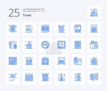 Illustration for Travel 25 Blue Color icon pack including elevator. regular. debit. bus. juice - Royalty Free Image