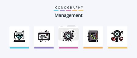 Illustration for Management Line Filled 5 Icon Pack Including settings. business. project management. search. phone book. Creative Icons Design - Royalty Free Image