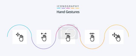 Téléchargez les illustrations : Hand Gestures Line 5 Icon Pack Including three. gesture. zoom out. four finger. left - en licence libre de droit