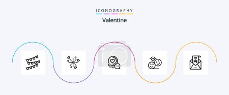 Illustration for Valentine Line 5 Icon Pack Including couple chat. sms. love. message. love - Royalty Free Image