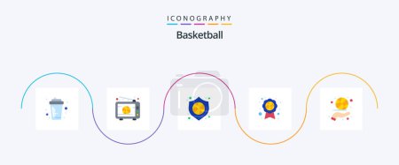 Illustration for Basketball Flat 5 Icon Pack Including basketball spinning. badge. match. award badge. shield - Royalty Free Image