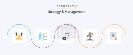 Téléchargez les illustrations : Strategy And Management Flat 5 Icon Pack Including sign. board. user. edit. setting - en licence libre de droit