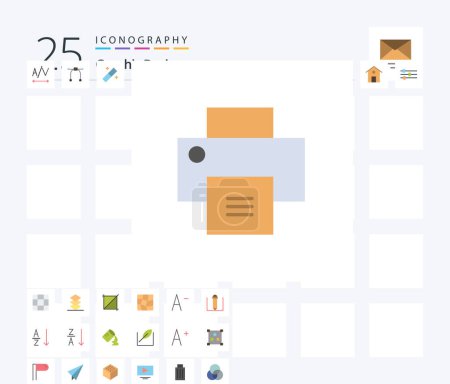 Téléchargez les illustrations : Design 25 Flat Color icon pack including layers. mesh. home. grid. edit - en licence libre de droit