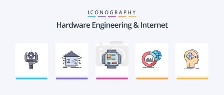 Illustration for Hardware Engineering And Internet Line Filled 5 Icon Pack Including data. big. database. system. design. Creative Icons Design - Royalty Free Image