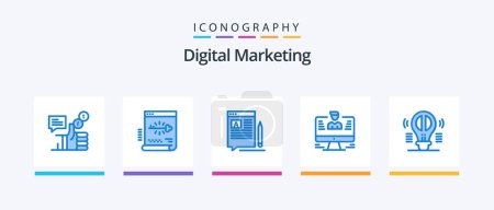 Illustration for Digital Marketing Blue 5 Icon Pack Including data. user. document. web. edit. Creative Icons Design - Royalty Free Image