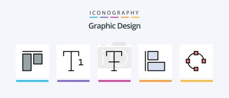 Téléchargez les illustrations : Pack de 5 icônes rempli de ligne de conception inclus. vertical. horizontale. aligner. Icônes créatives Design - en licence libre de droit