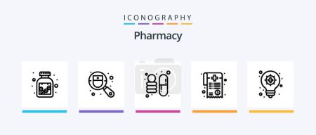 Illustration for Pharmacy Line 5 Icon Pack Including space. pharmacy. drugs. pharmacy. drugs. Creative Icons Design - Royalty Free Image
